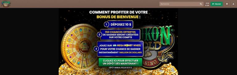 Yukon Gold Casino bonus bienvenue