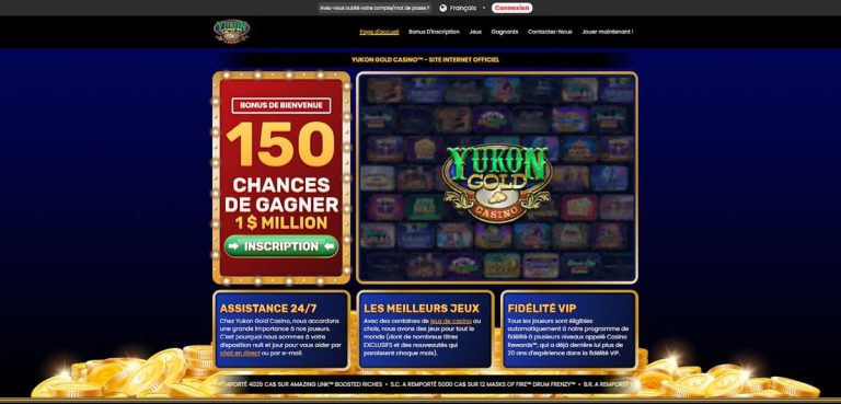 Yukon Gold Casino page accueil